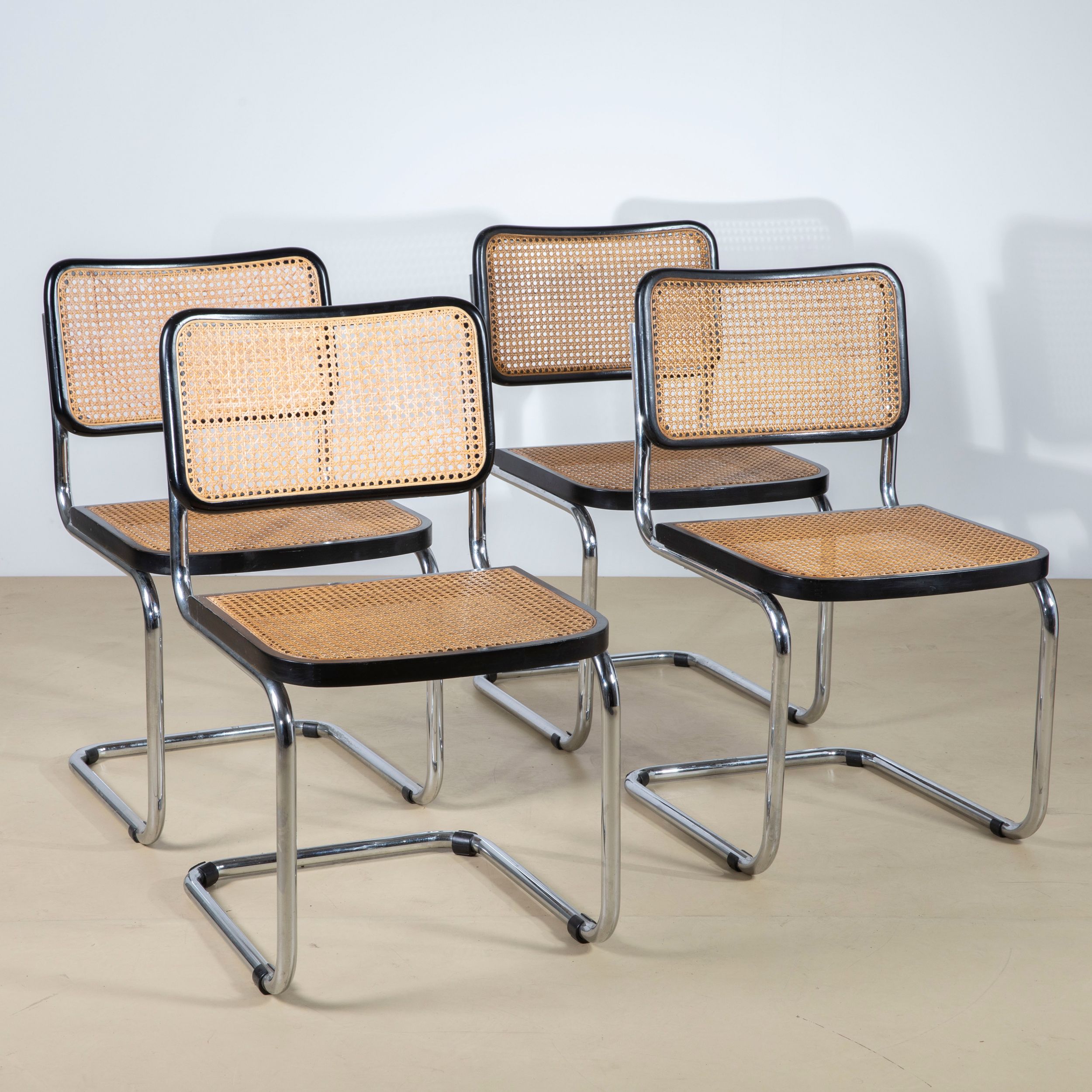 Set of 4 "Cesca" Cantilever Chairs by Marcel Breuer