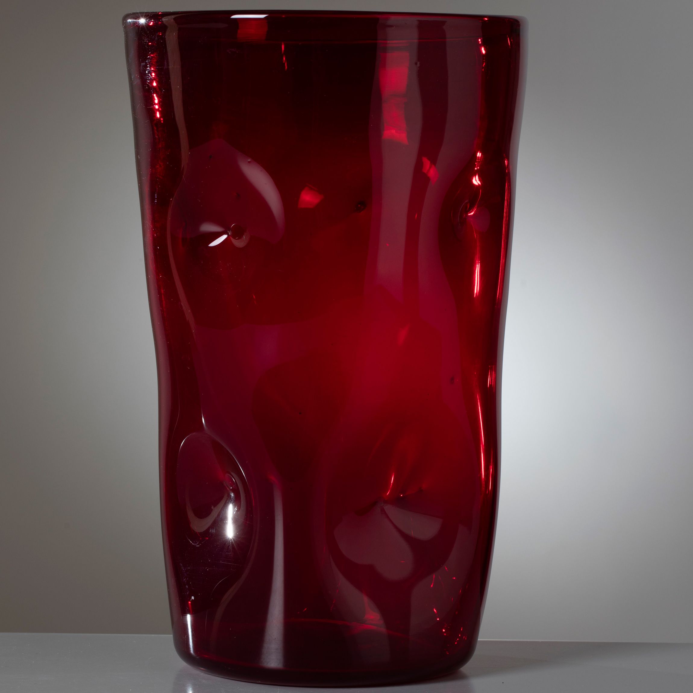 Rare Empoli Glass Vase in Ruby Red